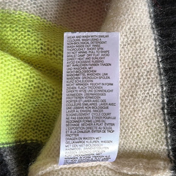 Scott & Scott London Pimicilo Neon Stripe Cashmere Sweater Small Black Gray Pink - Picture 14 of 14